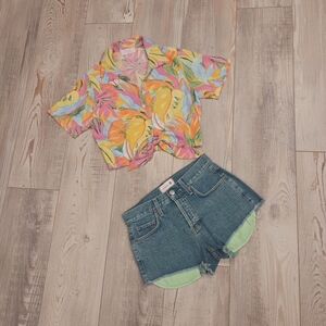 Sundry By Anthropology Blue Denim Jean Shorts With Exposed Pockets